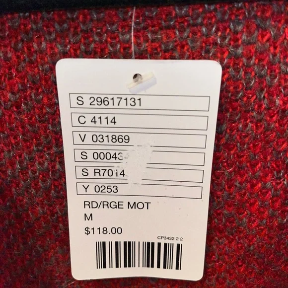 Sparrow Anthropologie Size M Red and Gray Hooded Cardigan Sweater Floral New - Picture 5 of 9